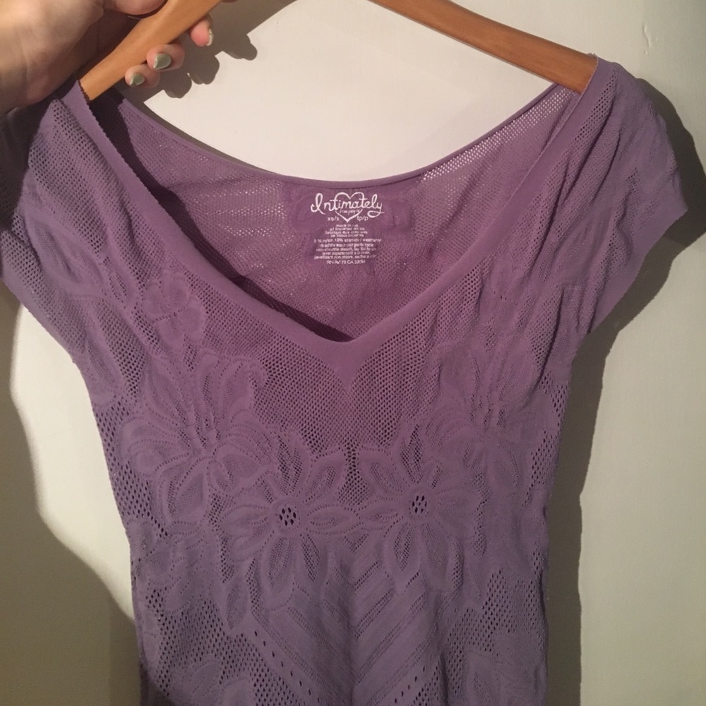 Free People Intimately Lavender Floral Lace Top
