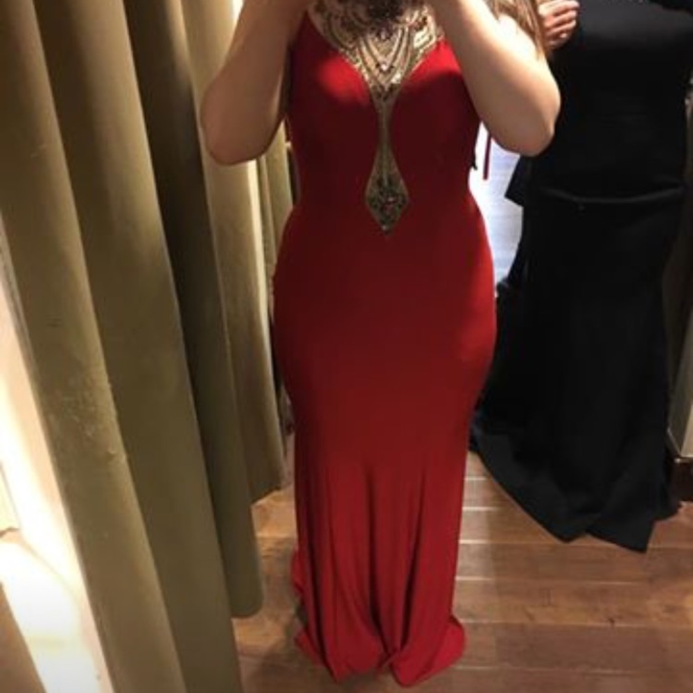 NWT Red beaded mermaid gown