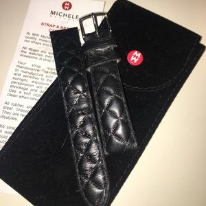 Michele black quilted 18 mm strap