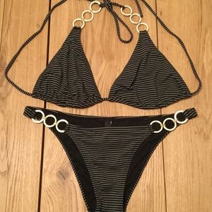 Black and White Stripe Bikini