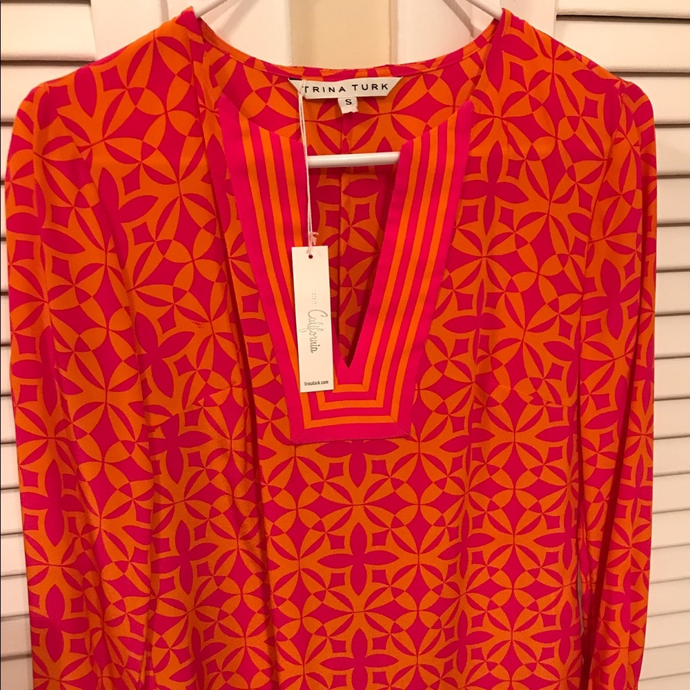 New with Tag Trina Turk Small Tunic Orange/Pink