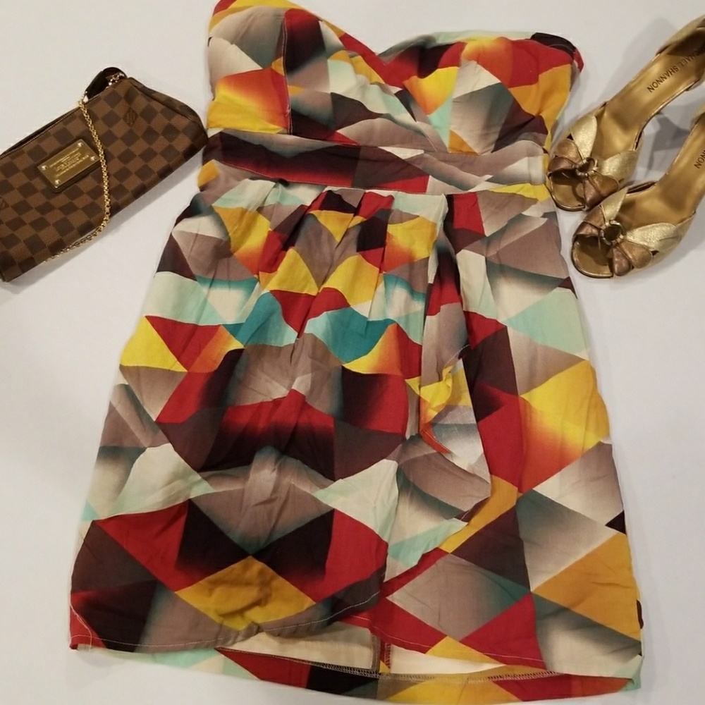 American Rag Strapless Pleated Tiered Dress