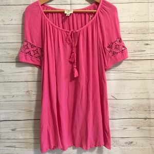 St. John's Bay 100% Rayon Pink Blouse Top Size XL