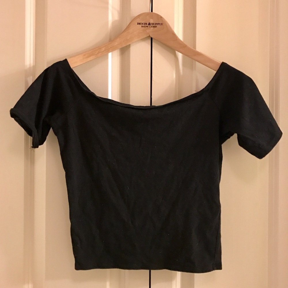 Off-the-Shoulder Black Crop Top