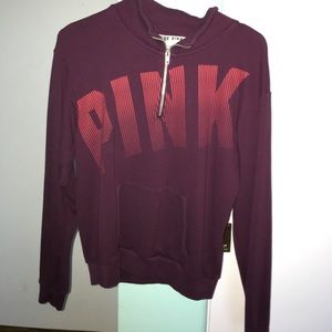 Burgundy VS PINK half zip sweater
