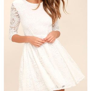 White Lulus sleeved lace dress