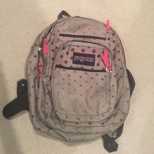 Jansport Big Student Backpack, Pink/Gray Polka Dot