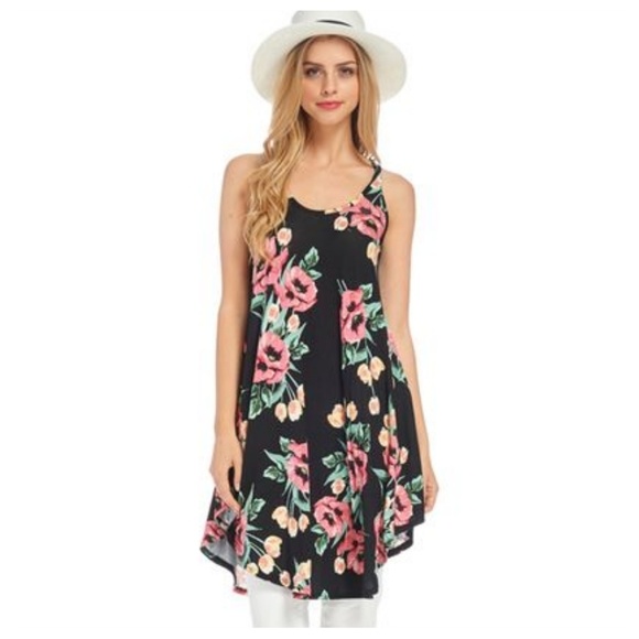 HP Black And Coral Floral Tunic Dress - Picture 2 of 3