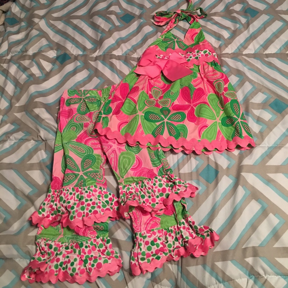 Mud Pie Baby 2 piece halter top and ruffle pants