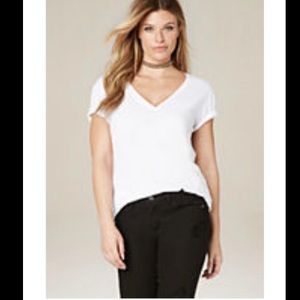 BEBE COTTON V-NECK TEE