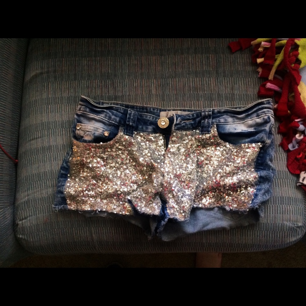 Sequin Jean Shorts