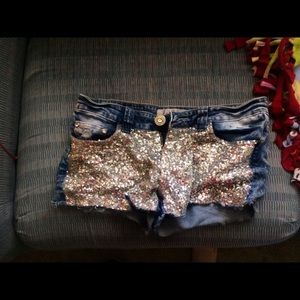 Sequin Jean Shorts