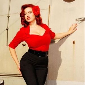PINUP GIRL CLOTHING PINUP COUTURE  RED DORIS TOP