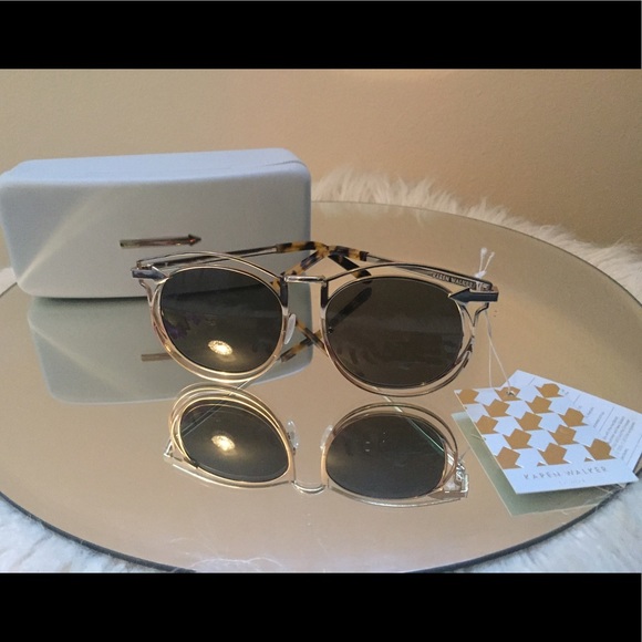 KAREN WALKER Simone Retro Sunglasses Gold NWOT Karen Walker Eyewear. For March main image 2
