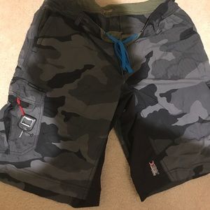 Oneil Hybrid Camo Cargo bathing shorts wth compass