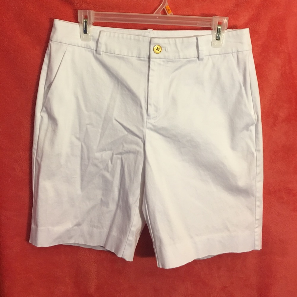 White mid length shorts