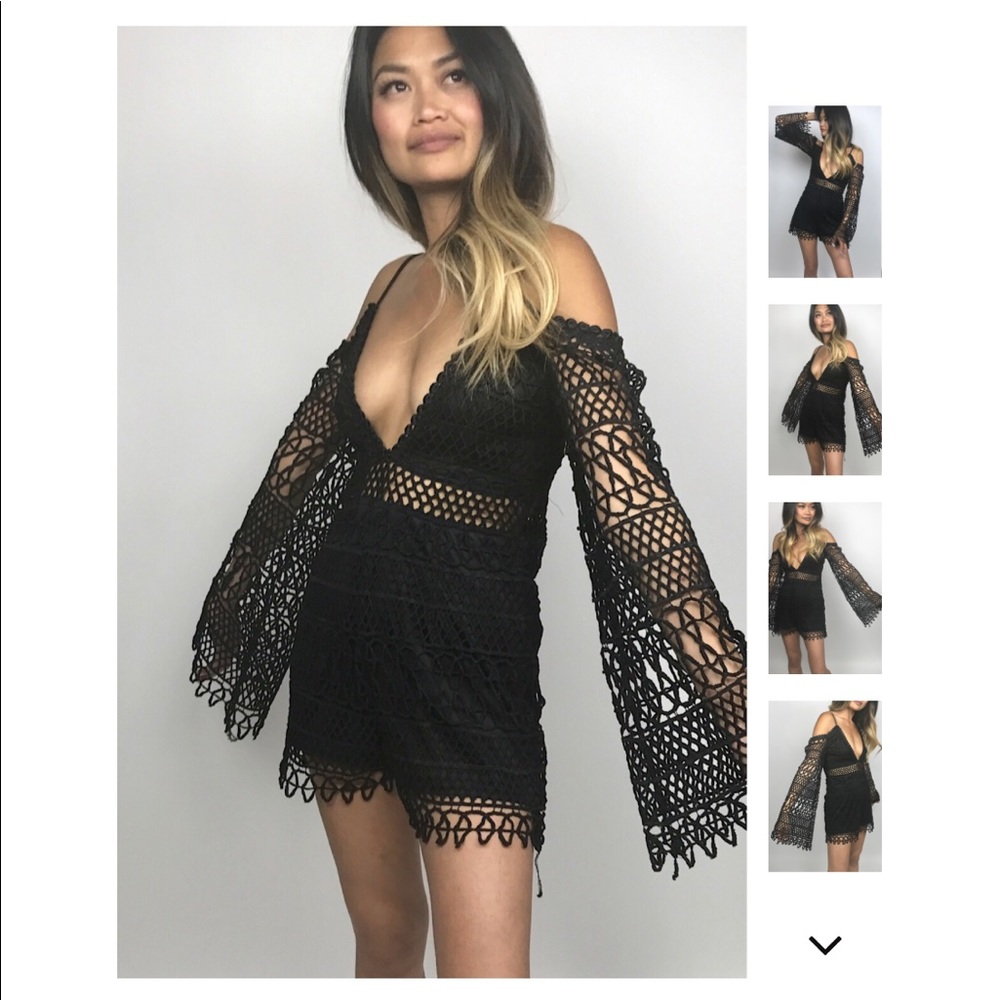 LAST 1๏ธโฃ Open shoulder Crochet Romper - Picture 3 of 7