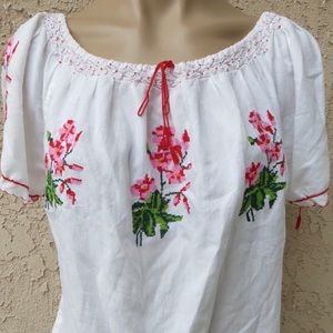 Vintage hand embroidered peasant blouse boho folk