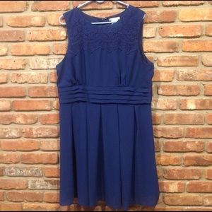 Navy dress with neckline detail