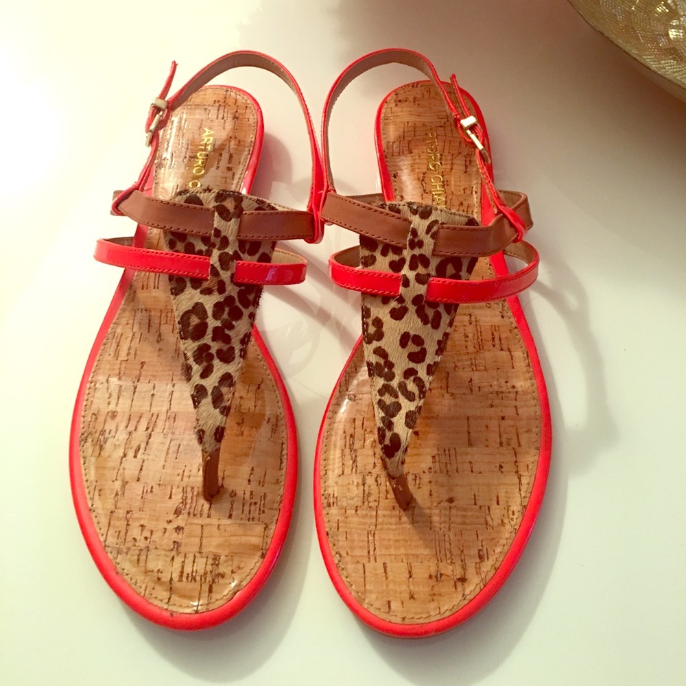 Arturo Chiang Leopard Print Sandals Size 9.5