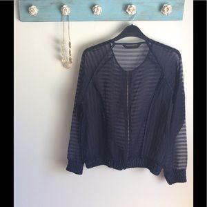 Zara Sheer Bomber - Navy Blue