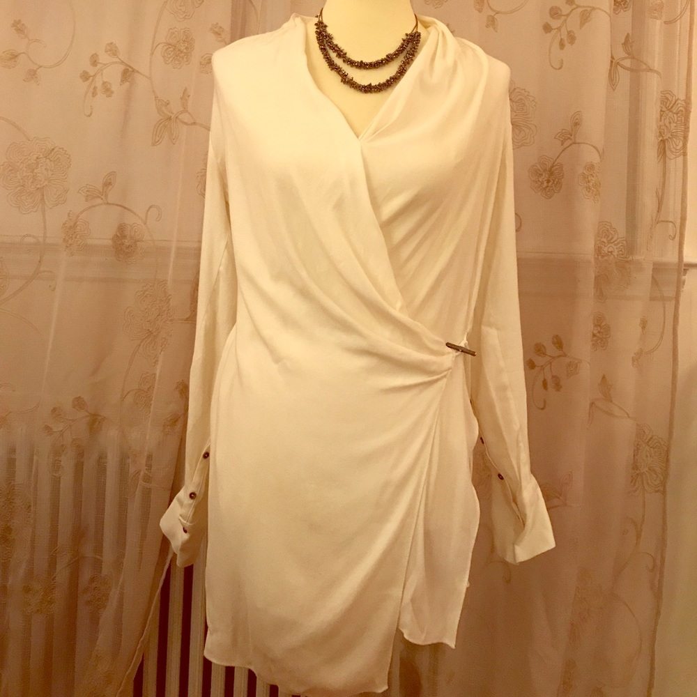 Helmut Lang white wrap top