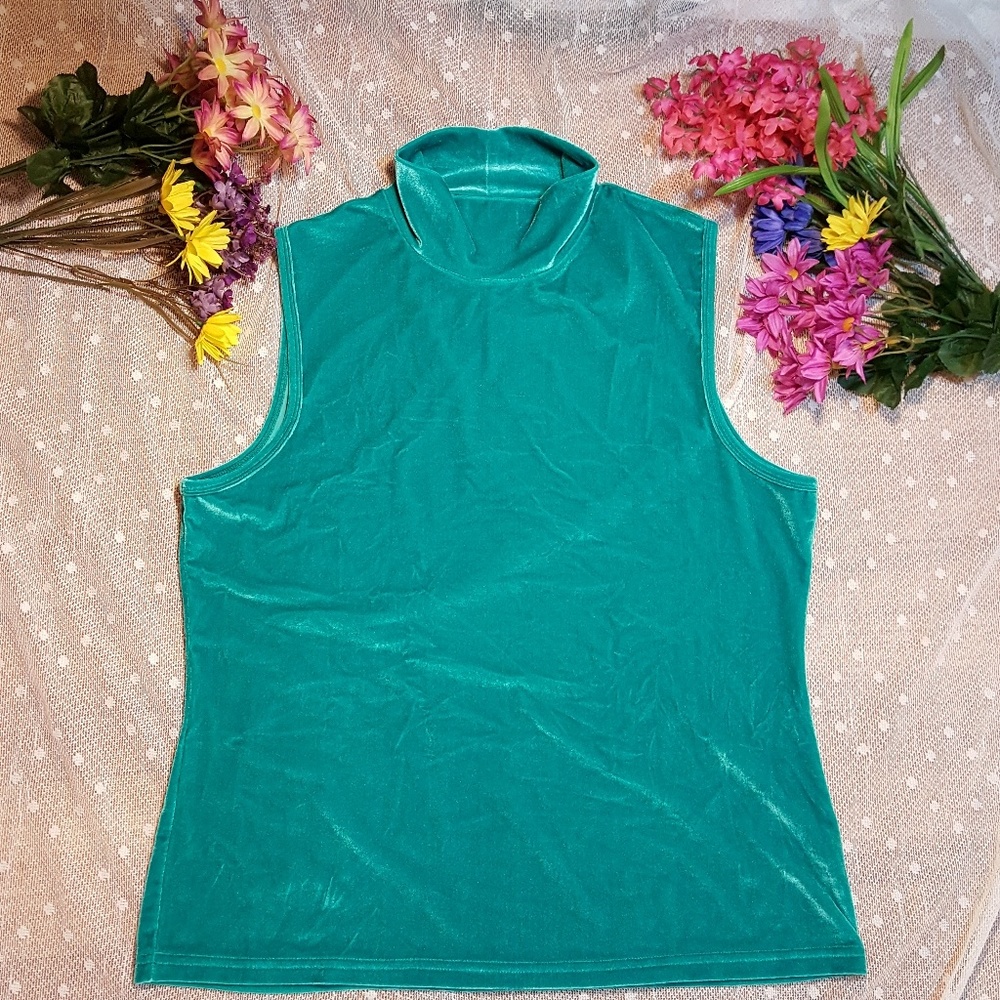 Velvet Sleeveless Mock Neck Top