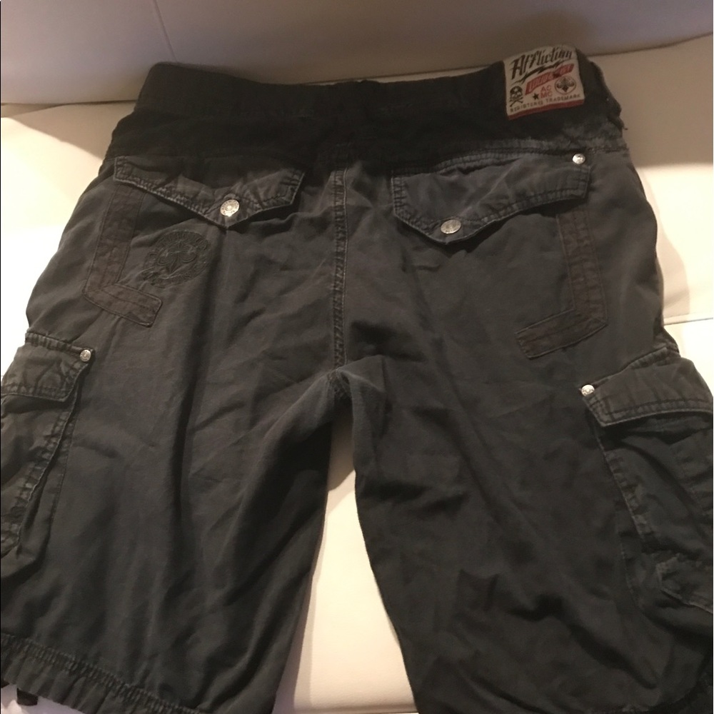 Affliction black premium cargo shorts 32