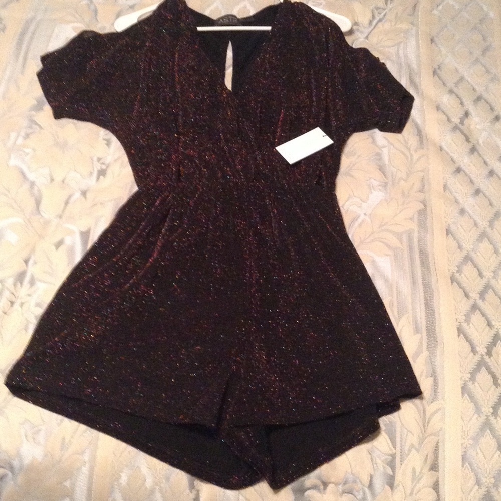ASTR glitter romper- medium NWT