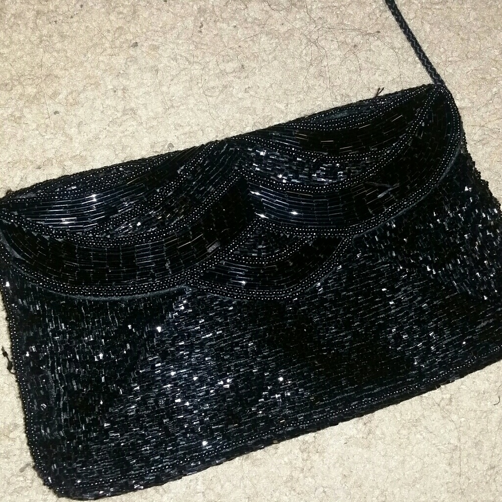 Black  beaded hand bag