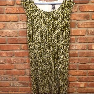 Black and green flare dress