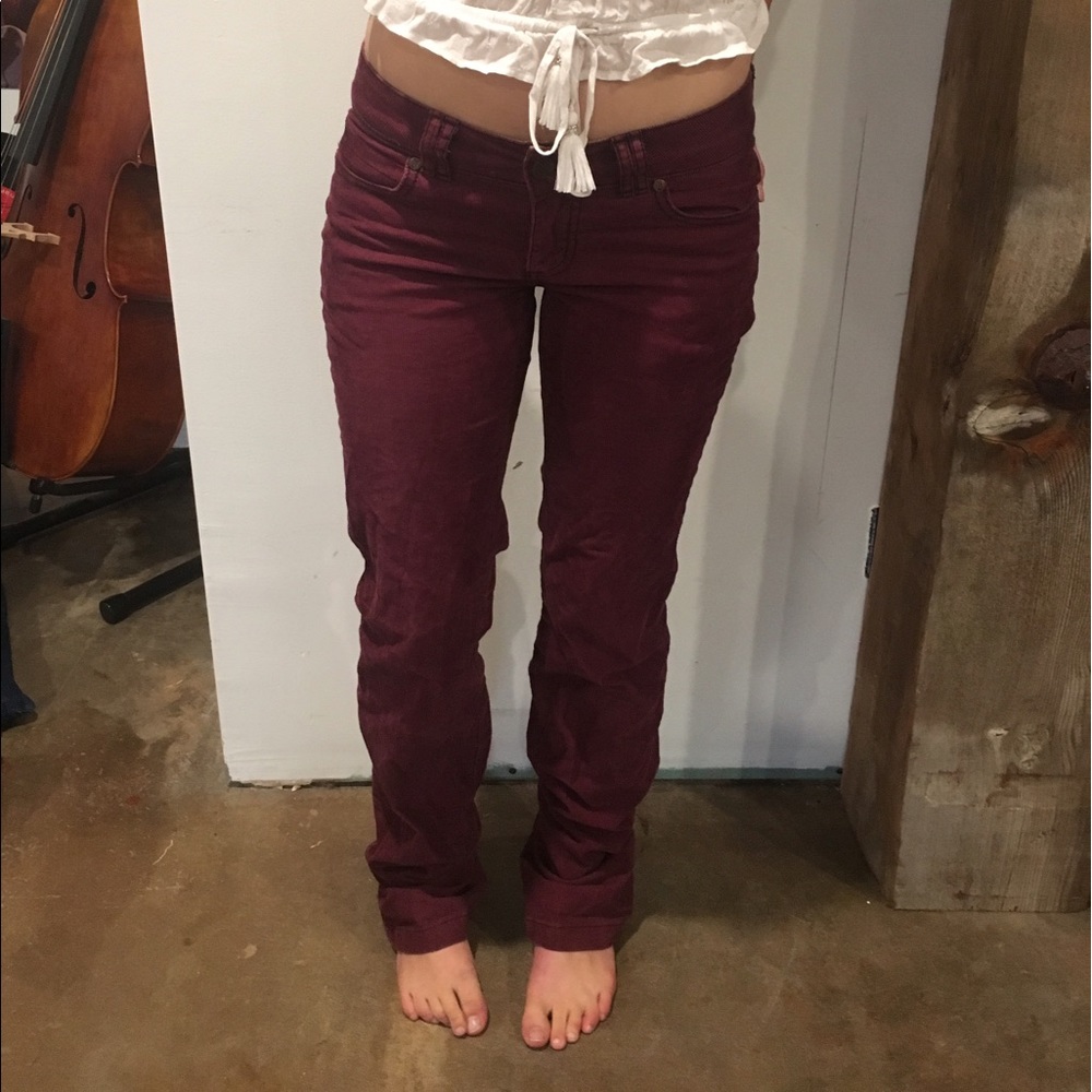 Maroon Prana bootcut Corduroys.
