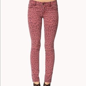 Maroon/Red Leopard/Cheetah Print Forever 21 Jeans