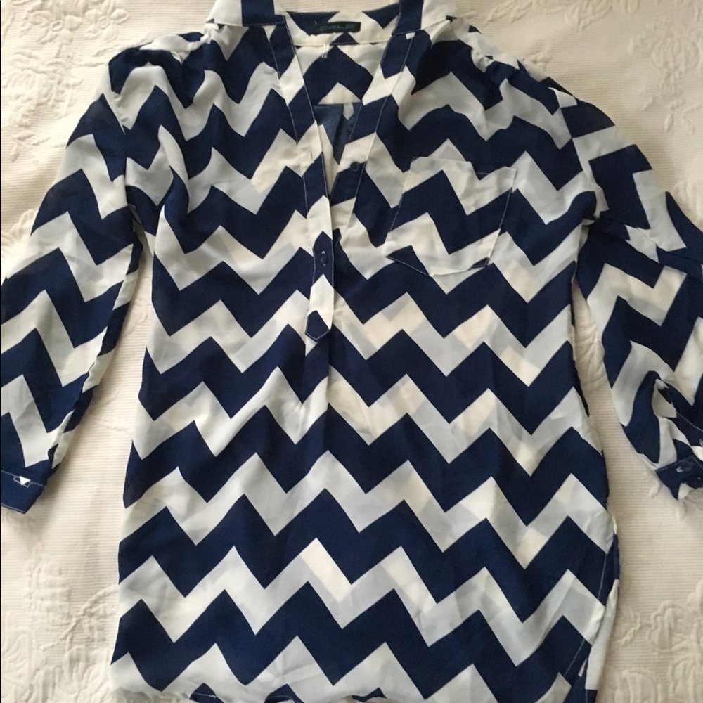 CALS Sheer Chevron Blouse