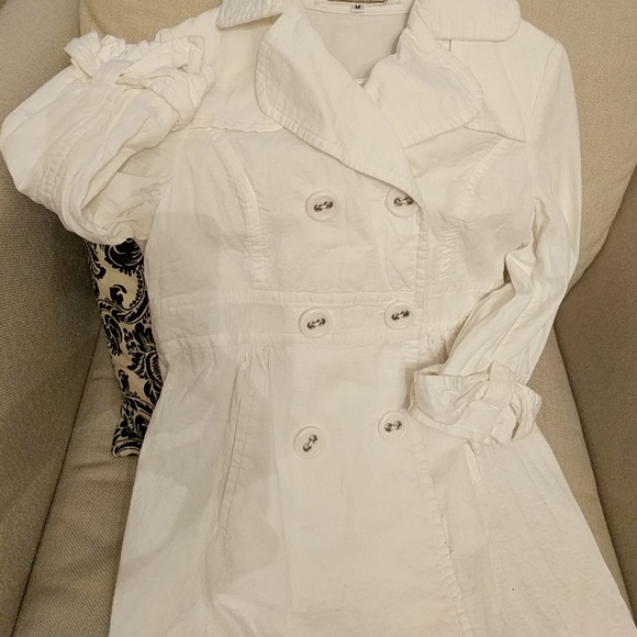 Long White Button Coat - Picture 3 of 4