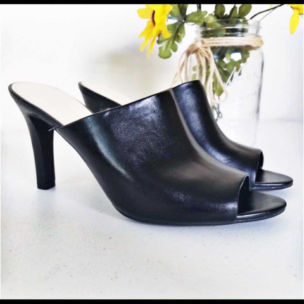 Franco Sarto Black Peekaboo Toe Heels