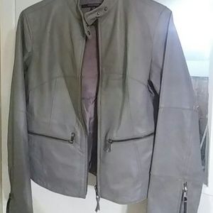 FAUX GREY LEATHER JACKET SZ SM