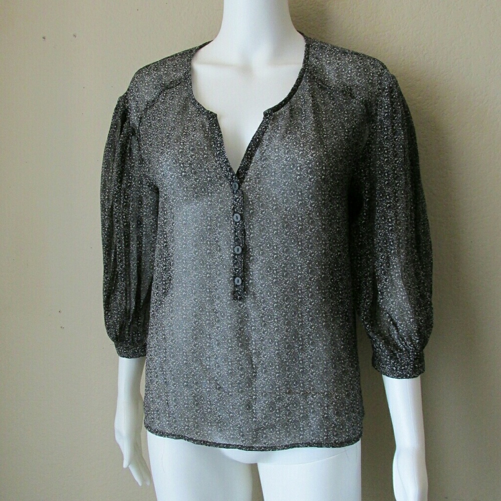 Urban Outfitters Kimici Blue Black Sheer Blouse