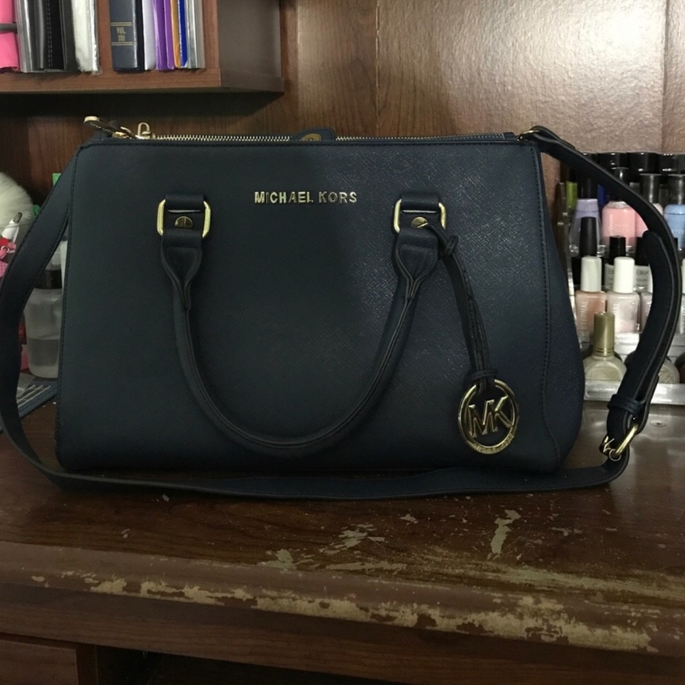 Navy Blue Michael Kors Sutton Handbag