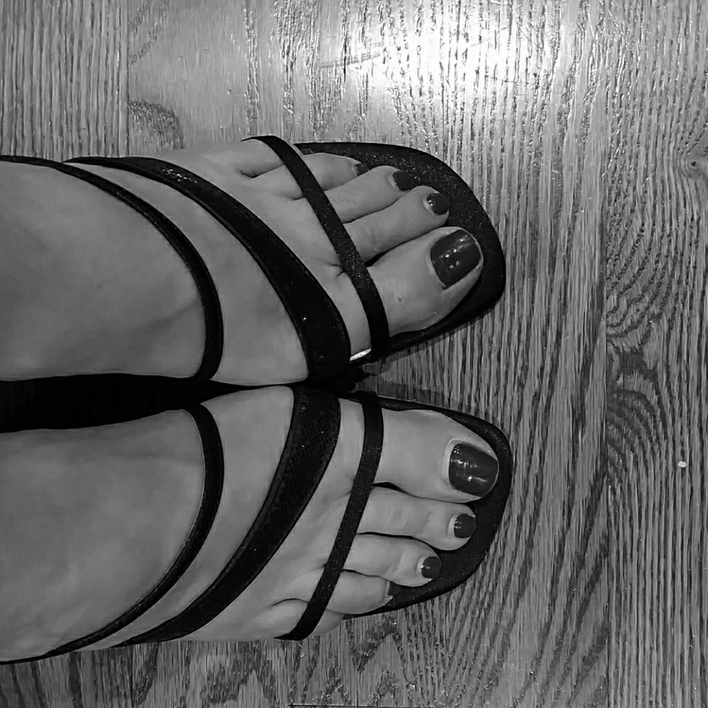 Strappy dress black sandals.