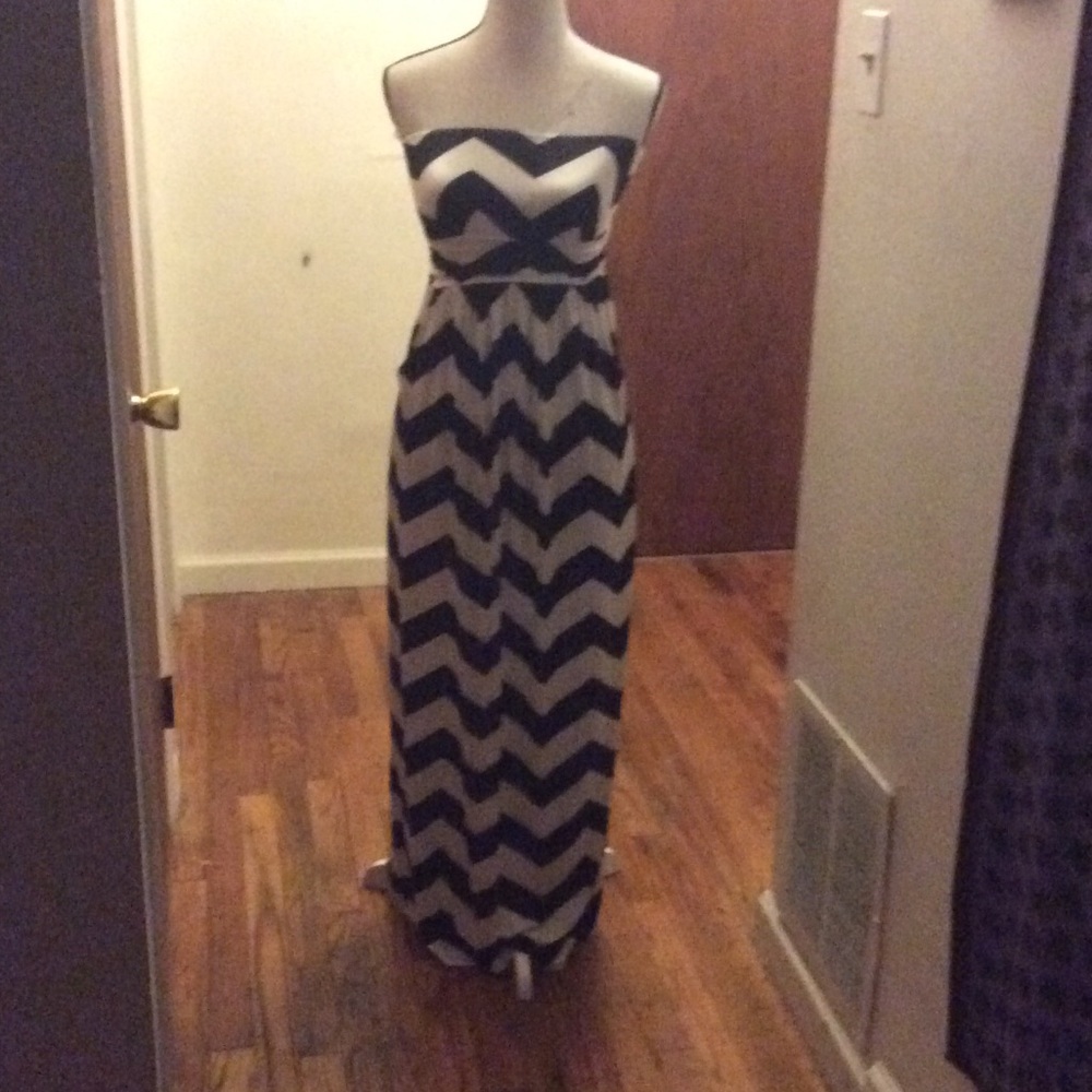 Black and white chevron maxi dress