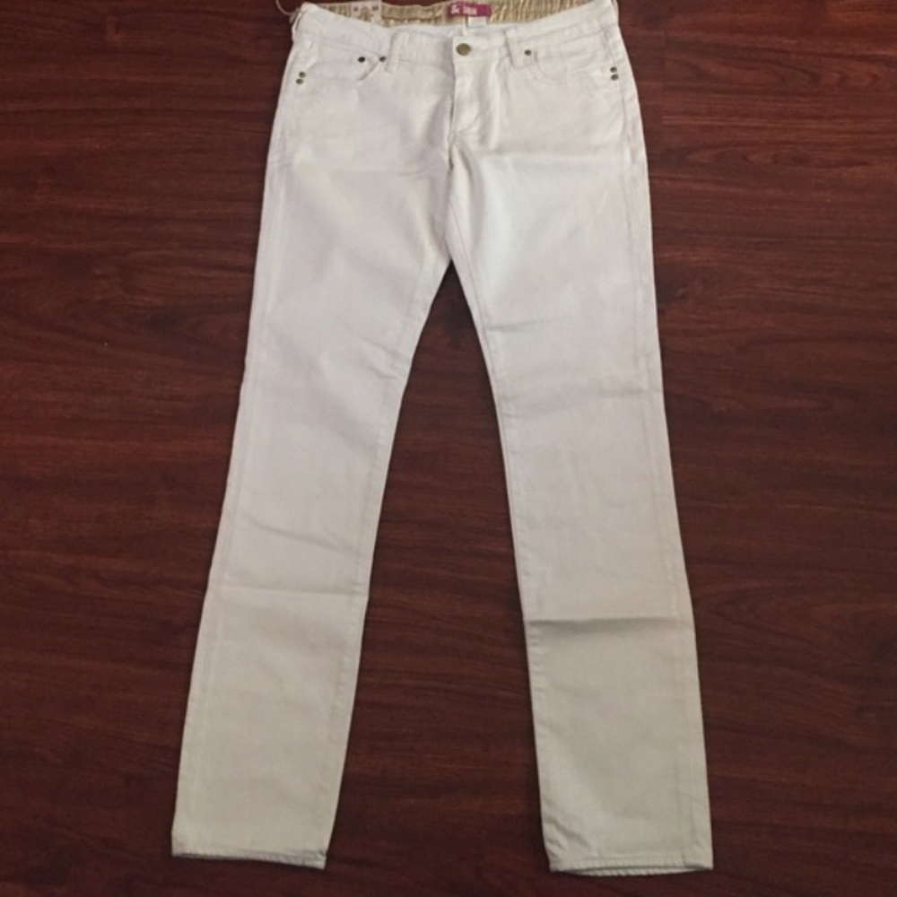 H&M Squin Jeans SZ 32 NWOT low waist Glitter Cream