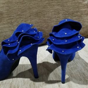 Royal/cobalt Blue heels with ruffles