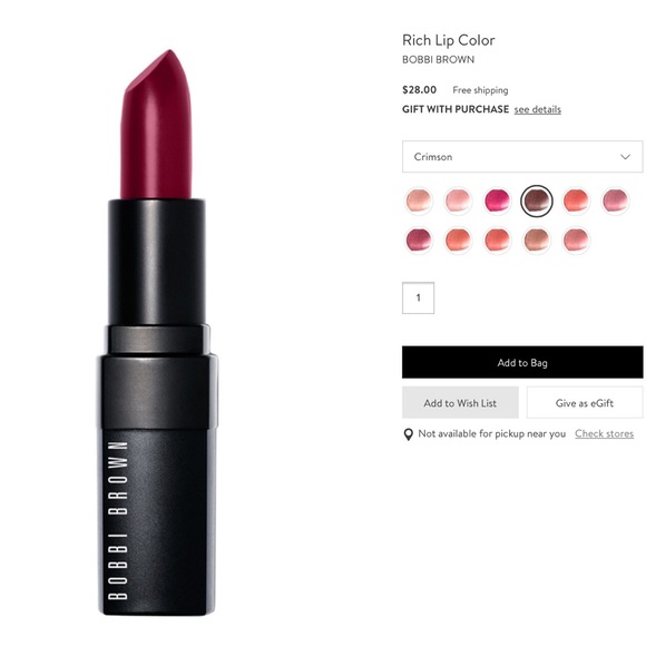 X SOLD X HP! Bobbi Brown Rich Lip Color - Crimson - Picture 2 of 8