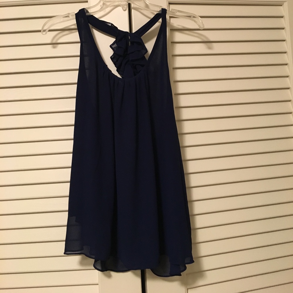 Half open back summer navy top