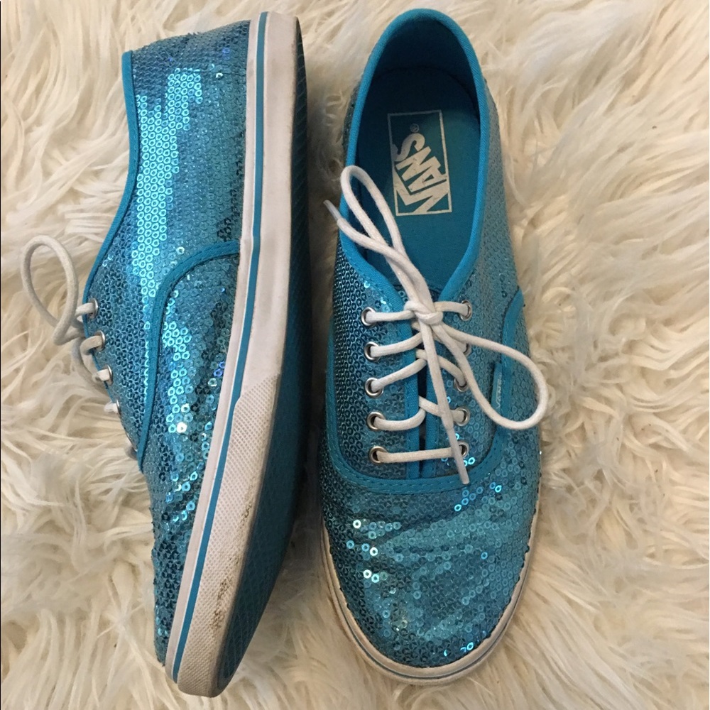 Blue sequin vans
