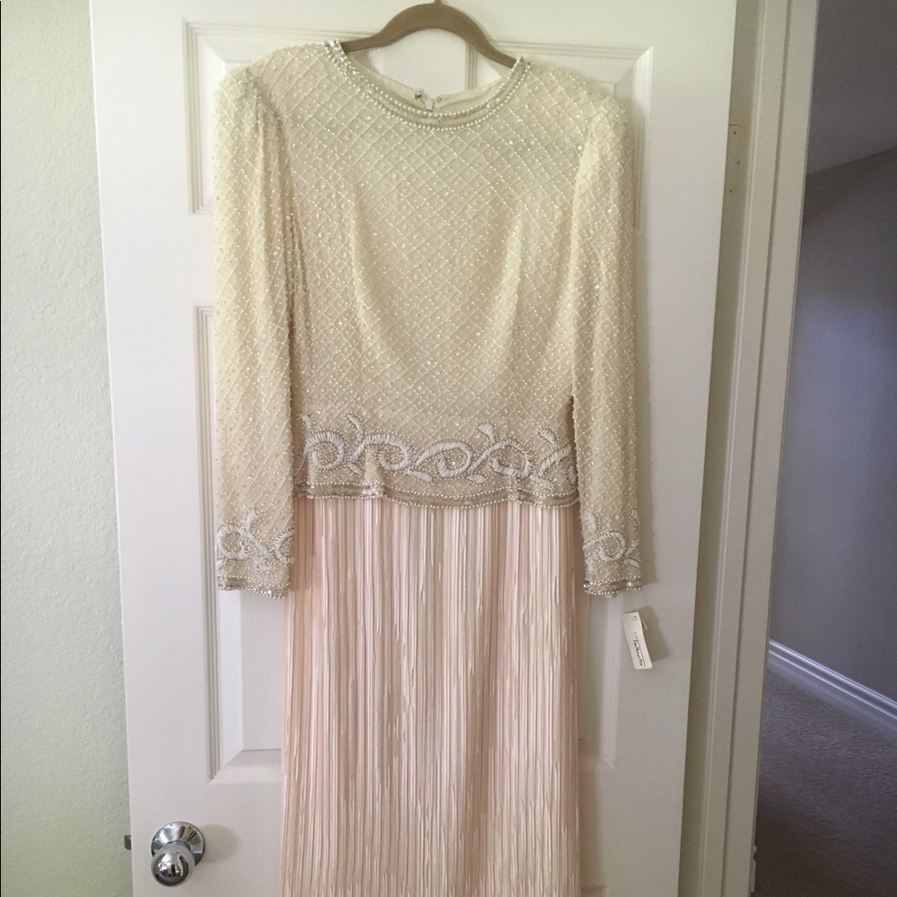 Vintage Talbots Cream Beaded Dress