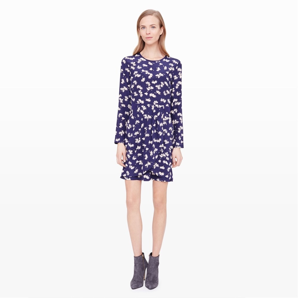 Club Monaco Paget blue floral long sleeve dress