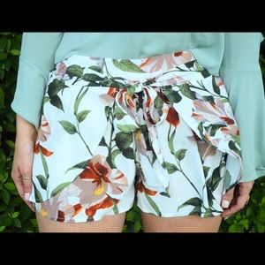 Floral Front Tie Shorts