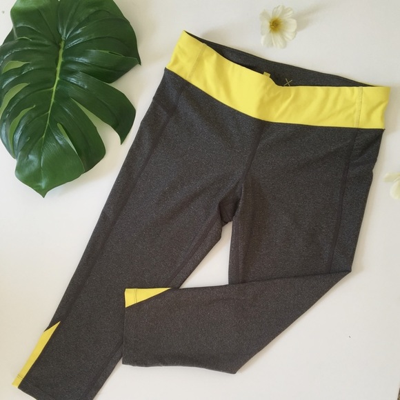 Xersion Pants - Grey and Yellow Workout Pants Capris Leggings